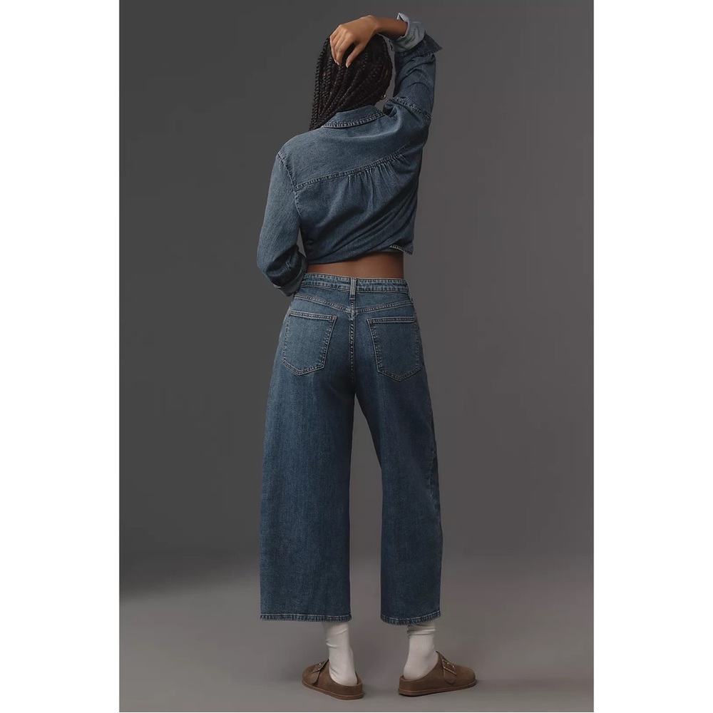 Anthropologie Pilcro The Kenna Mid-Rise Heritage Barrel Jeans Medium Indigo Blue - Picture 3 of 11